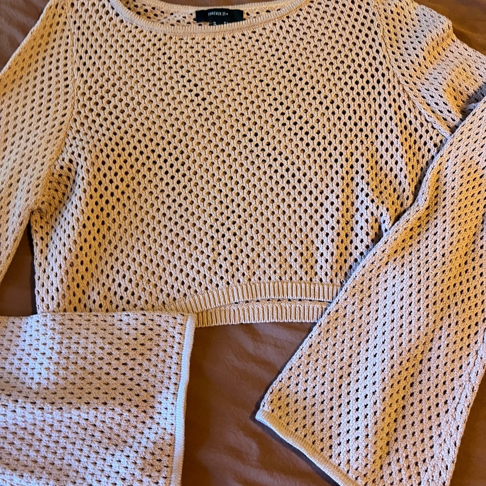 Forever 21 Cream Crochet Sweater